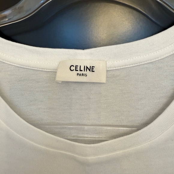 Celine Classic White Tee T-Shirt with Black Logo - Picture 2 of 4